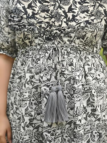 Image of Indietoga Women's Floral Printed Pure Cotton Tiered Maxi Dress (XL to 7XL)