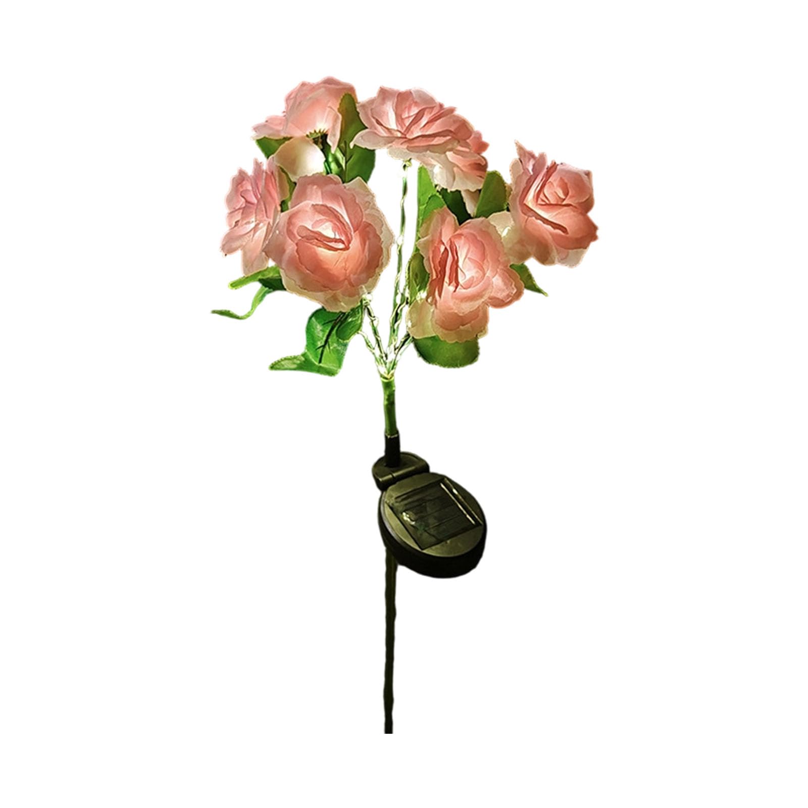 Kaeltsyn Solar Pathway Light Rose Shape Landscape ABS Stainless Steel Texture Suitable for Walkway Waterproof Solar Flower