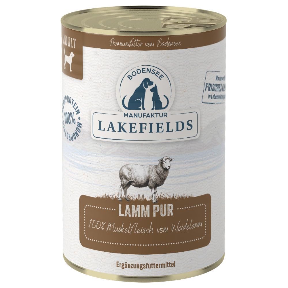 Lakefields MANUFAKTUR - Alimento complementario de cordero para perros, tamaño: 12 x 400 g