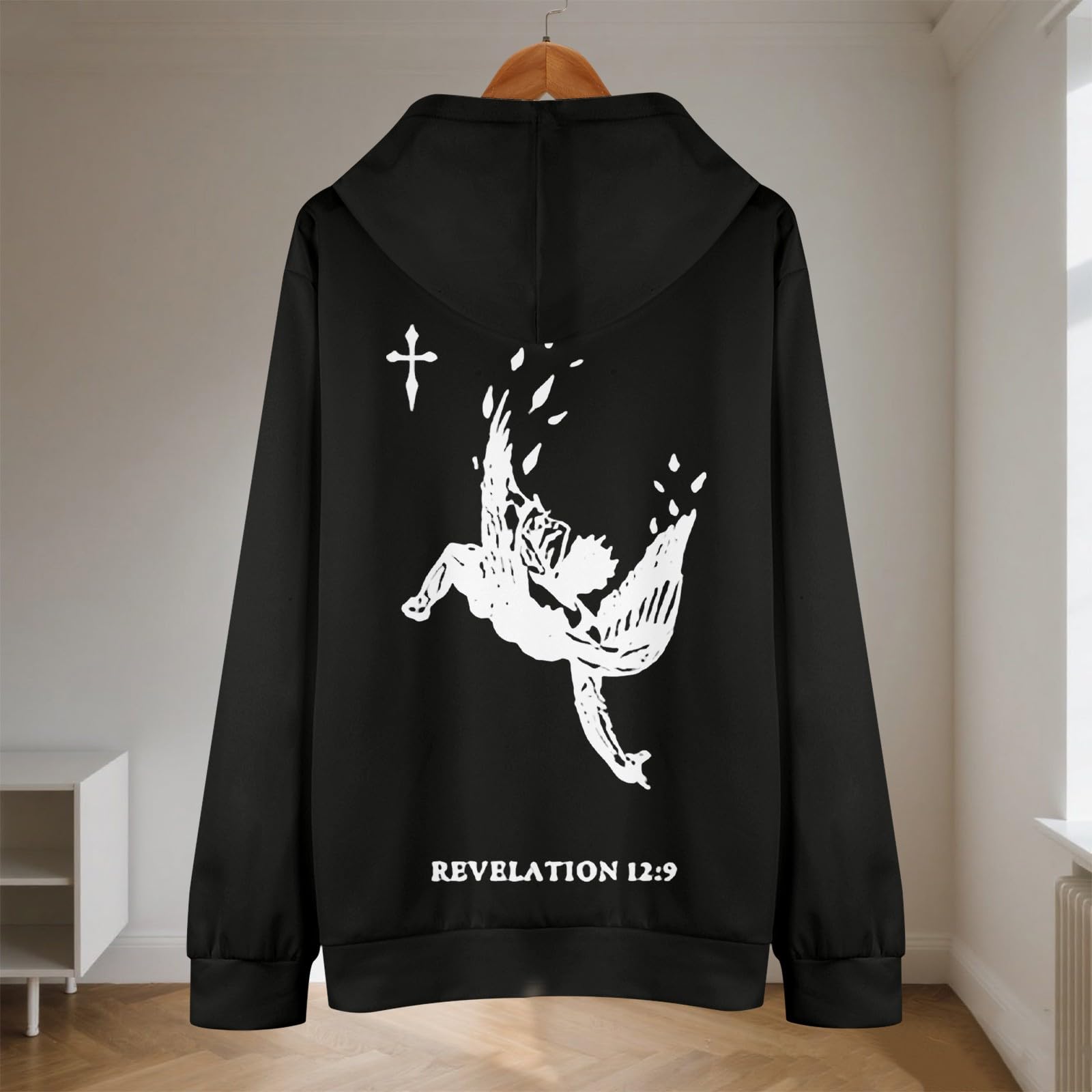 Sudaderas Punto Hombre Sudadera con Capucha Y Estampado De Marca Que para 2026 Diseño Divino Patrón Celestial, Bolsillo, Informal, Holgada, Manga Larga, (Black, XXXL) Ropa Boxeo Hombres