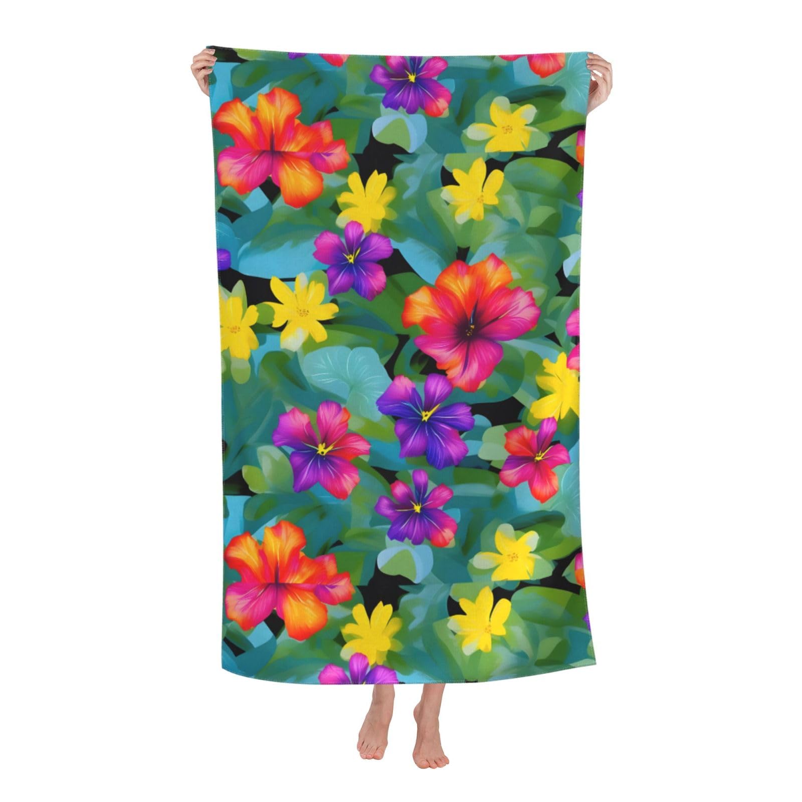Cbaaghh Hawaiian Colorful Flower Print Adult Beach Towels,Beach & Pool Towel,Beach Towels,Towels For Camping