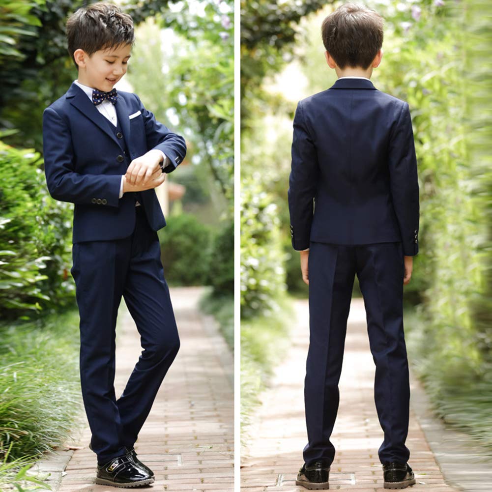 Tuta per bambini e ragazzi, set di vestiti per la scuola, giacca da smoking con giacca da uomo + camicia bianca + pantaloni + papillon, 4 pezzi, per matrimoni, feste, compleanni, feste di compleanno
