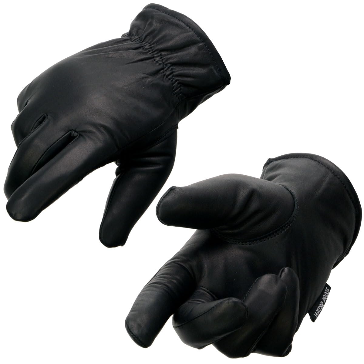 Milwaukee Leather MG7523 Mens Black Leather Waterproof Fashion Glove w Cinch Wrist