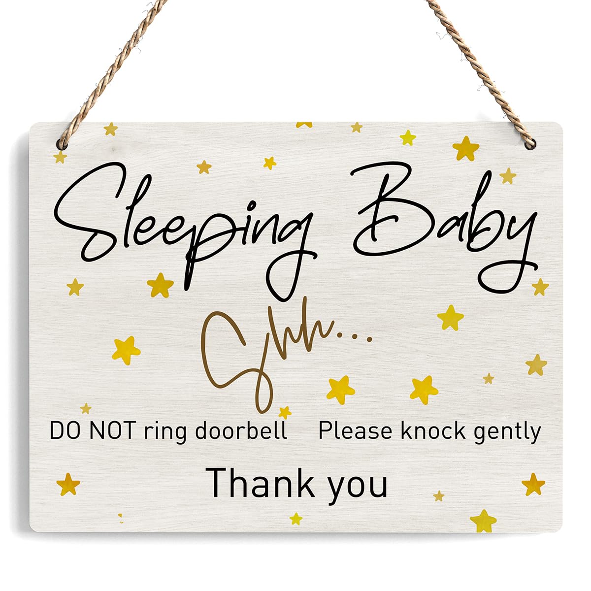 Baby Sleeping Sign For Front Door, Do Not Knock Or Ring Doorbell Wooden Sign, Baby Room Nursery Home Bedroom Rustic Hanging Sign, Set of 1 Wooden Sign With Rope - f01
