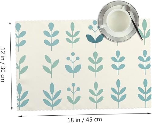 Miniatura 2 de Rectangular Placemats Set of 4, Heat Resistant Minimalist Plants Printed Kitchen Dining Table Mats