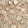 100 PCS Unfinished Wooden Flower Small Wooden Flowers for Crafts Wood Slice Leaf Pattern Wood Cutouts Pieces Mini Woods Handmade Crafts Woods Blocks for Craft Flower, DIY Craft Supplies #5