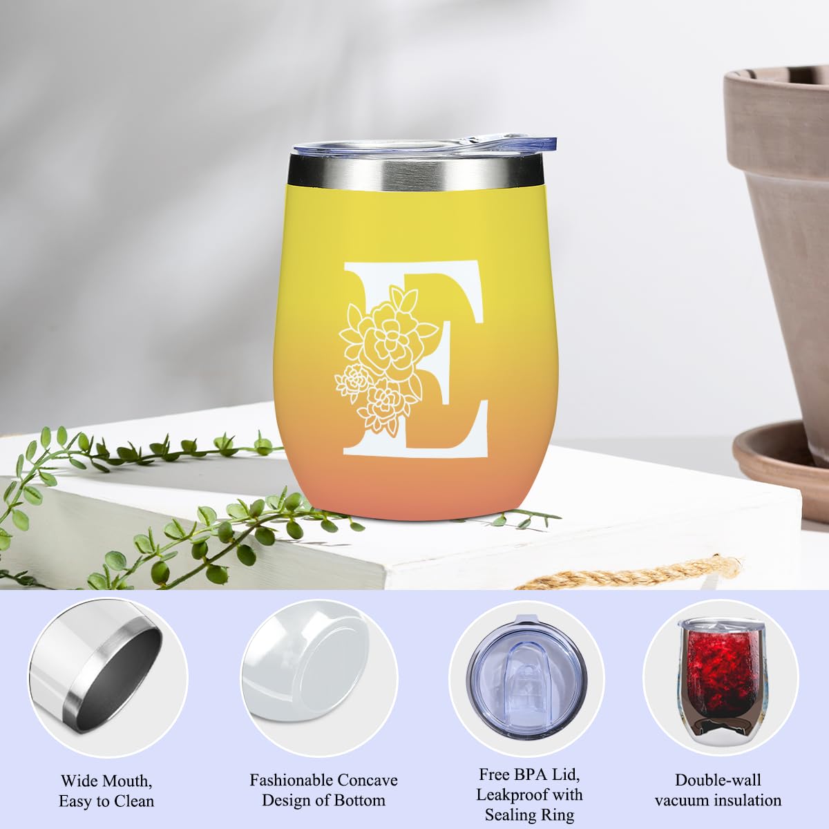 Initial E Monogrammed Gifts for Women Personalized Gifts for Women Teacher Boss Manager Coworker Employee Christmas Appreciation Farewell Promotion Housewarming Birthday Monogram Gift Basket Set
