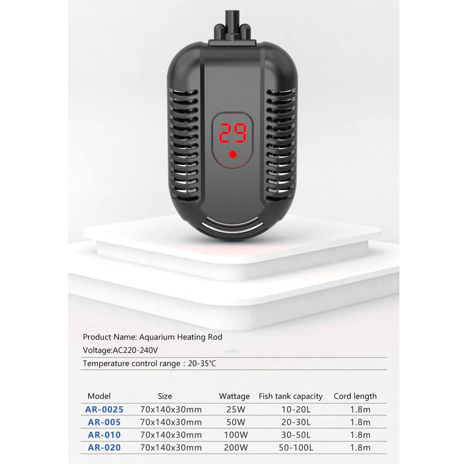 Aquarium-Heizstab, Schildkröte, präzise Temperaturregelung, Heizung für niedrigen Wasserstand, 100 W (100 W)