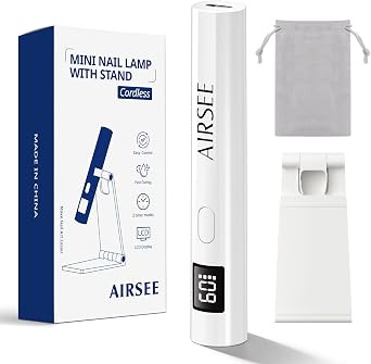 AIRSEE Mini Handheld UV Light for Gel Nails with Storage Bag and Stand,White
