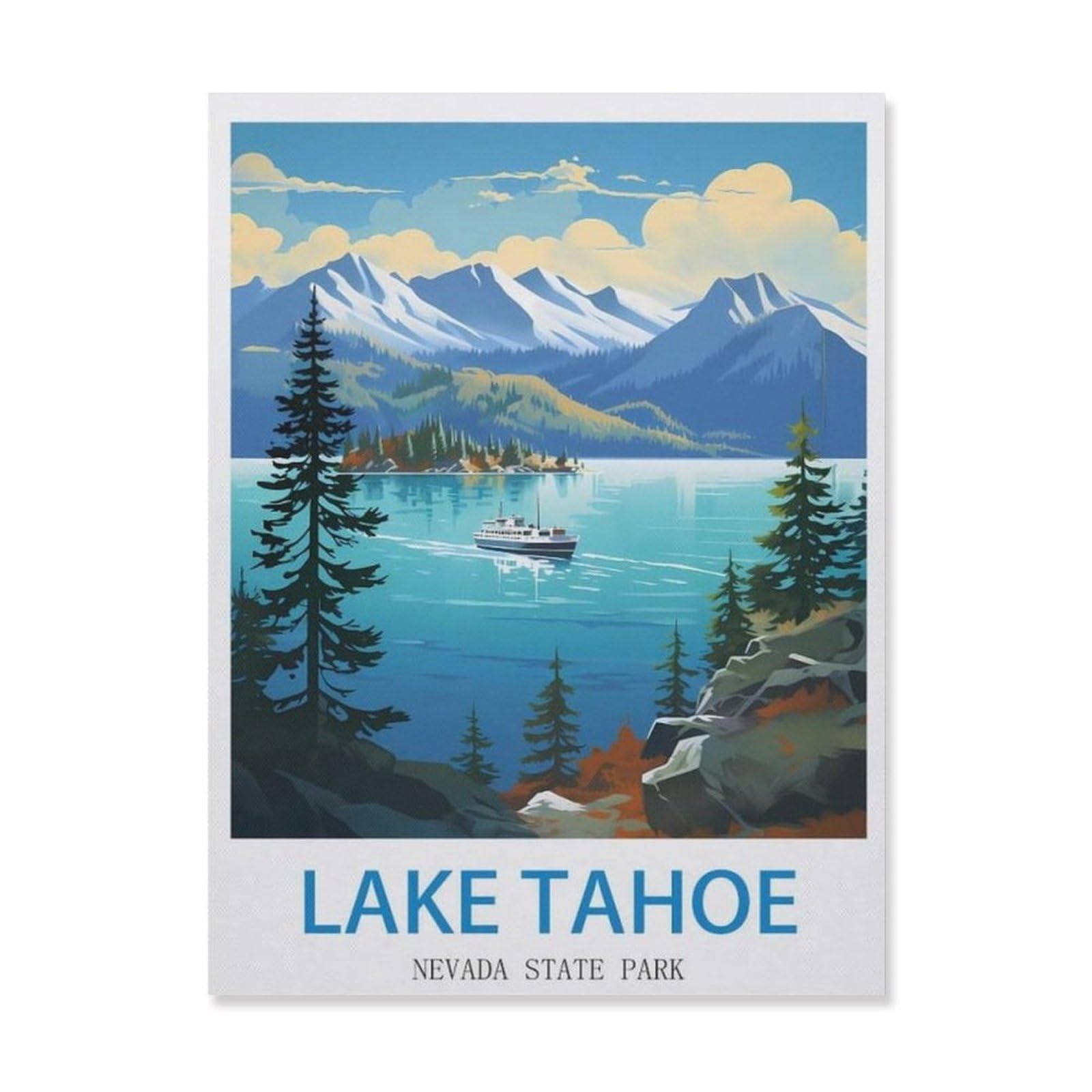 Lake Tahoe Nevada State Park，Funny Tin Sign Retro Metal Sign for Home Farm Toilet Restroom Washroom Wall Decor Gift(15x30cm）6x12 inch-EF49