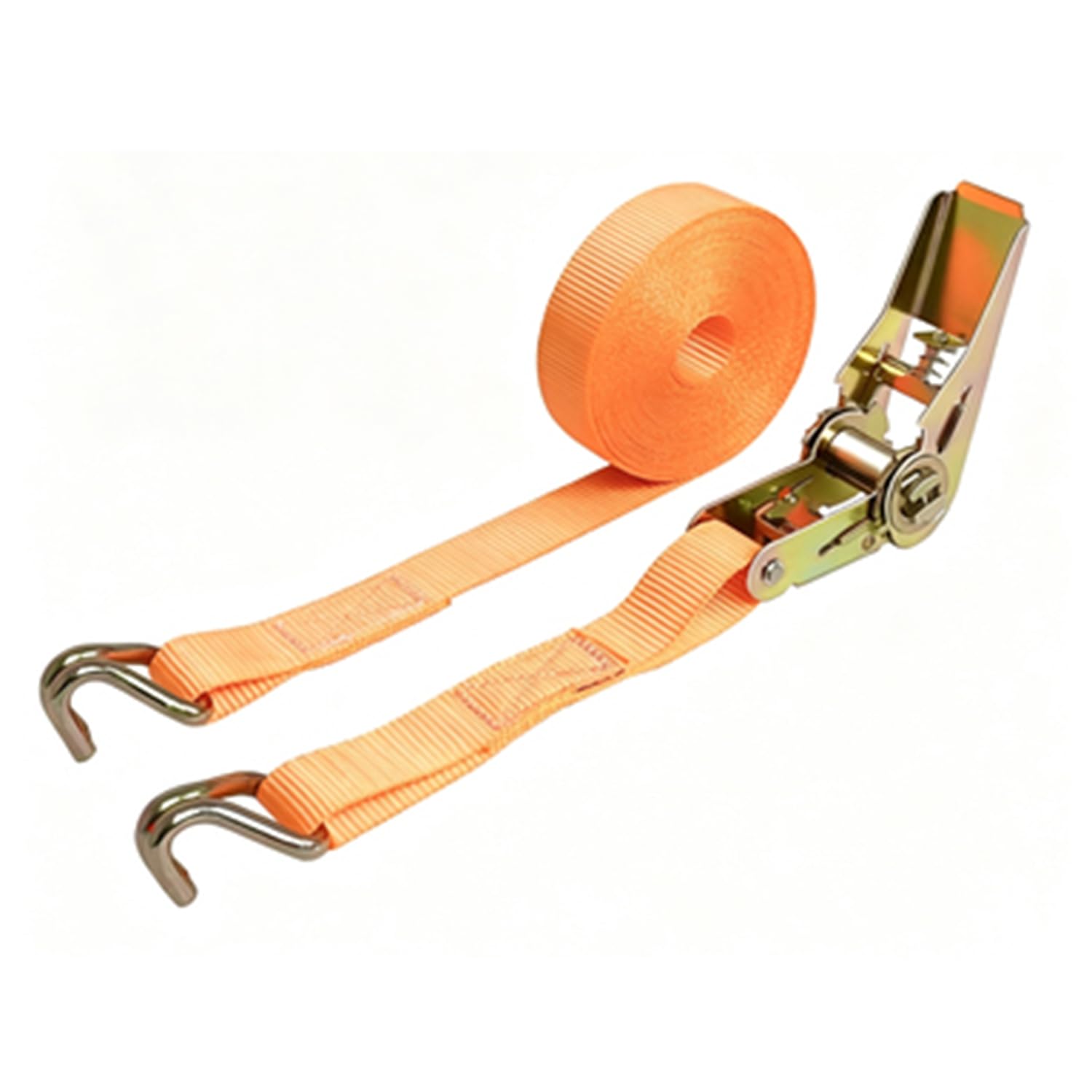Cinghie di fissaggio con cricchetto e doppio gancio a J, 1-15 m, opzionali, enorme, robuste, cinghie di fissaggio per carichi pesanti, per camion, auto, moto, rimorchi, arancione, #1, 2,5 x