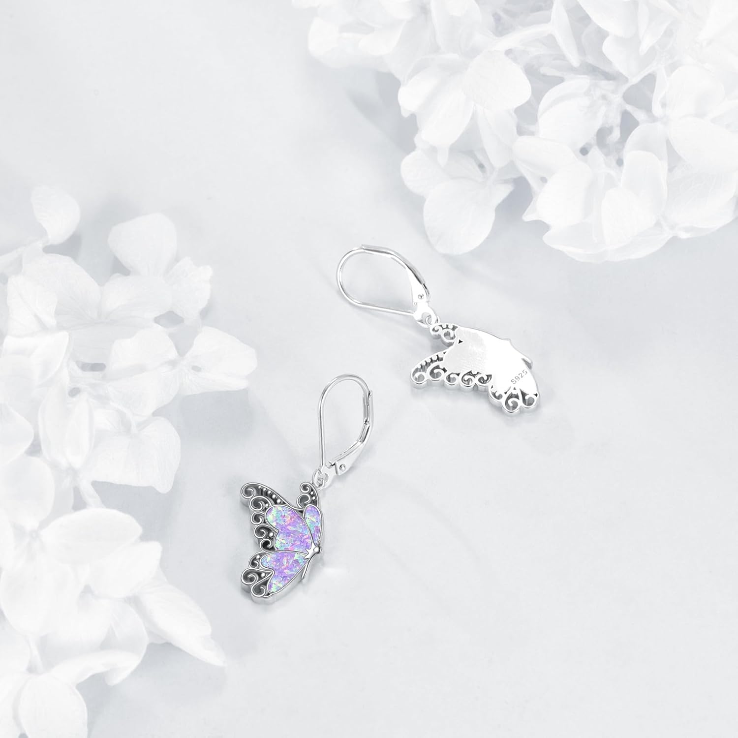 Phoenix/Horse/Flower of Life/Hummingbird/Butterfly/Dove Earrings Sterling Silver Opal/Turquoise Aniaml Dangle Drop Earring Aniaml Jewelry Gifts for Women - Image 2