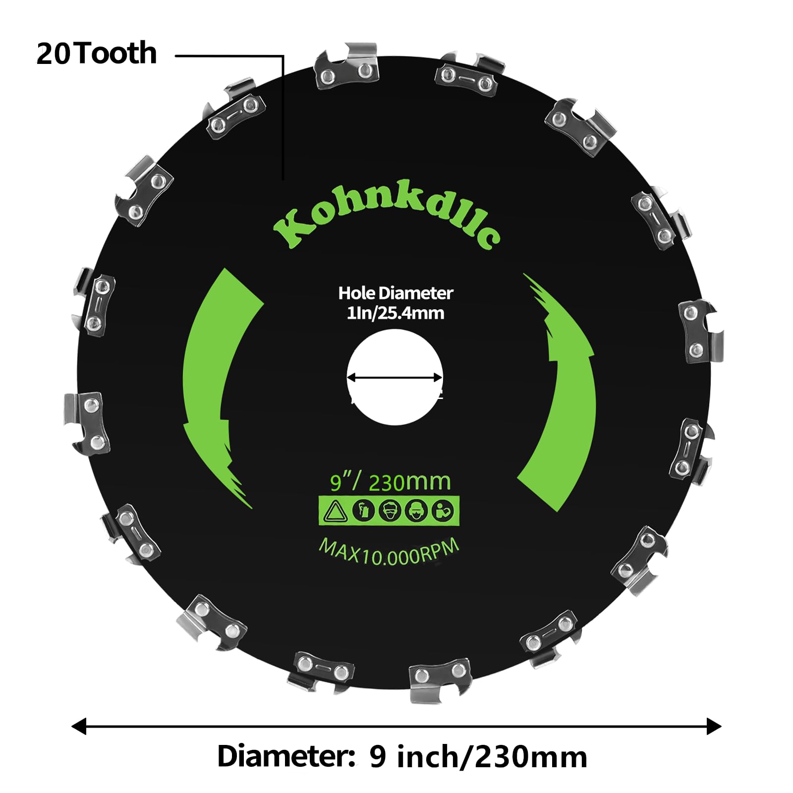 Cuchillas de corte de cepillo de acero al carbono 3T de 10 pulgadas + cortador de cepillo de punta de carburo 80T de 10 pulgadas + kit de cuchillas de dientes de motosierra de 9 x 20 dientes