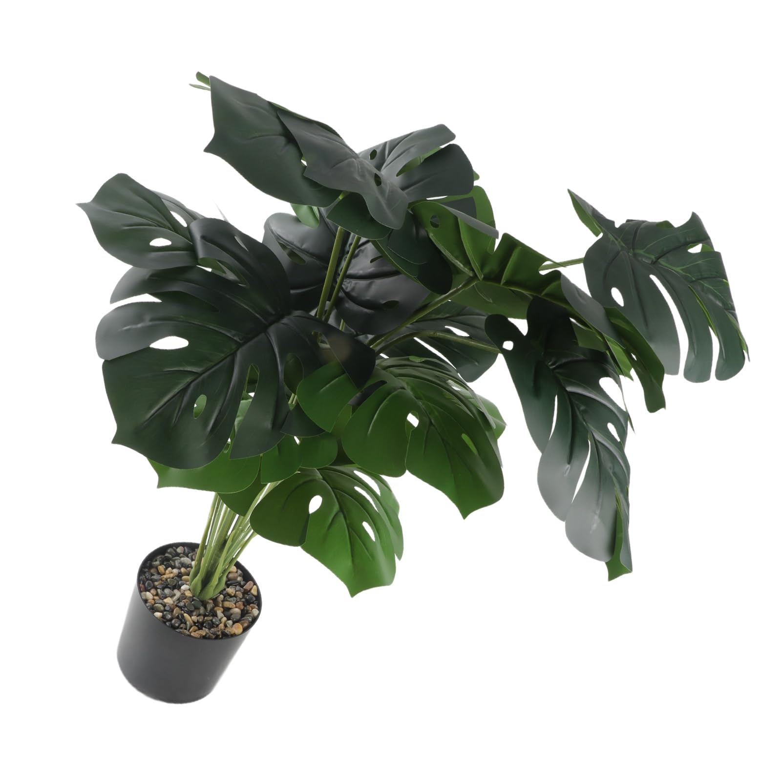 Aramox Sztuczna Roślina Monstera Deliciosa, Plastikowa Sztuczna Roślina Monstera 80 Cm 18 Liści, Niewymagająca Konserwacji Doniczkowa do Wnętrz na Zewnątrz Biuro w Domu Wystrój Ogrodu