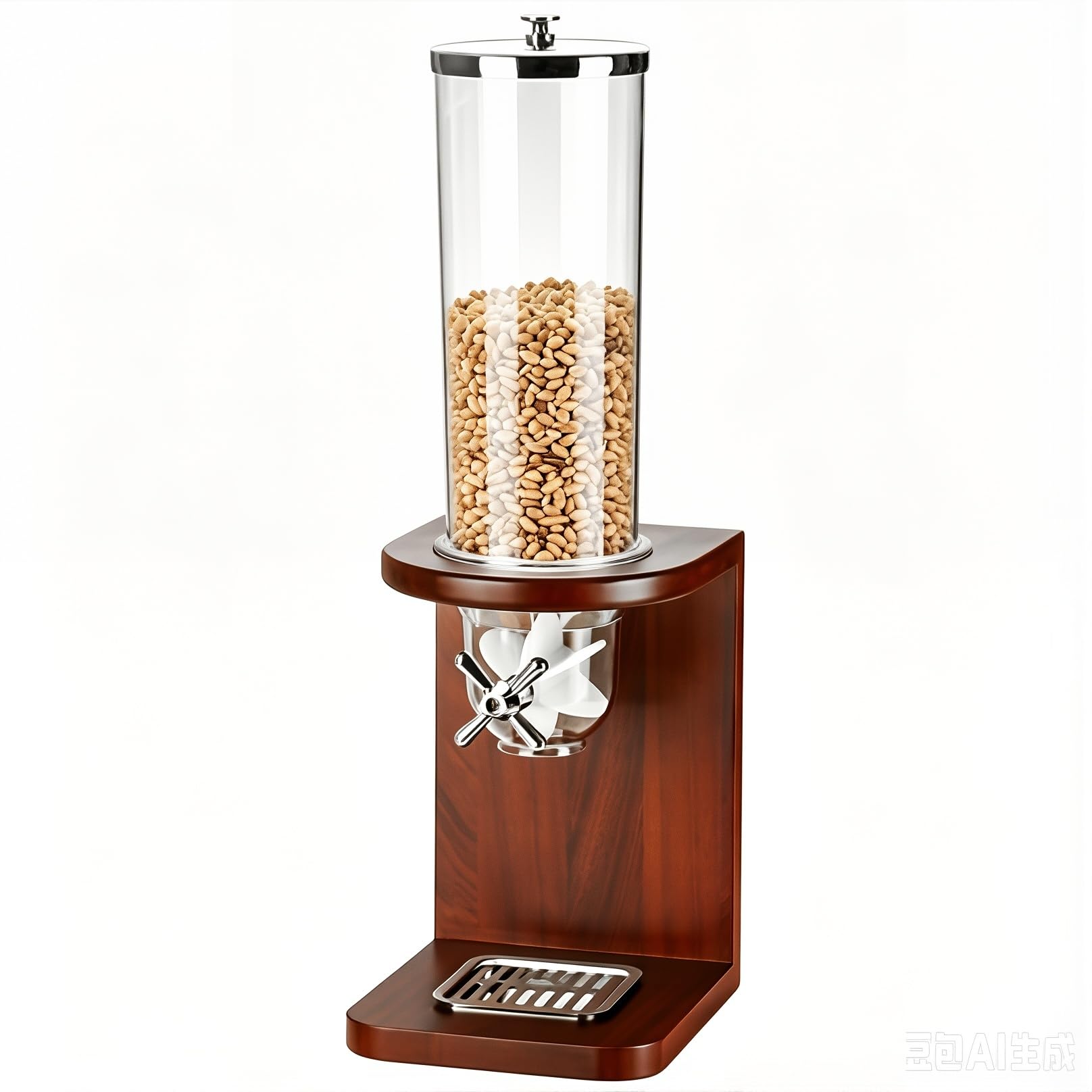 Dispensador de cereales de madera, contenedor de almacenamiento de encimera con fácil control de porciones para arroz, frijoles, nueces, organización de alimentos secos, capacidad de 8 litros