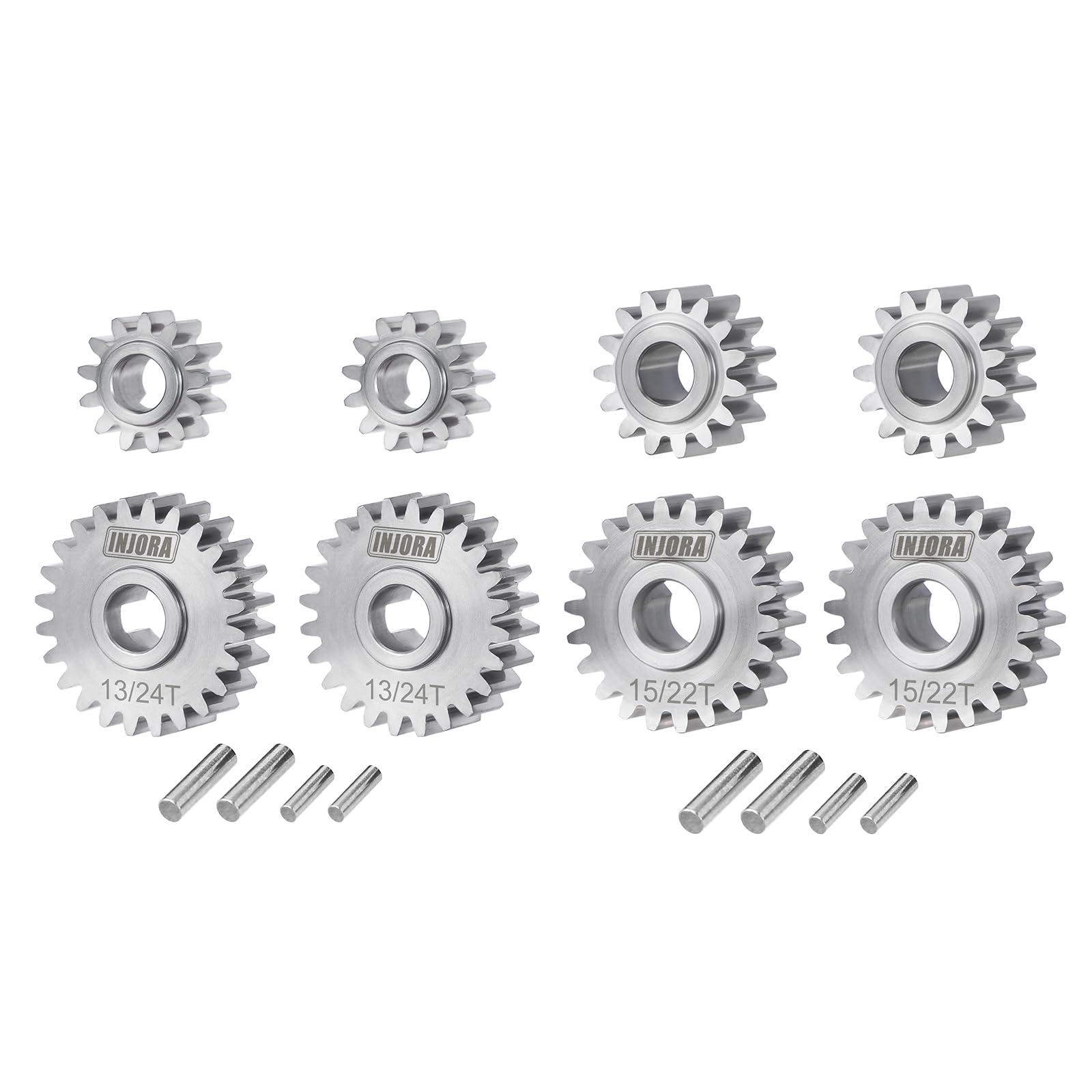 INJORA Stainless Steel 15/22T Overdrive and 13/24T Underdrive Portal Gears Set for 1/18 RC Crawler Redcat Ascent-18 Upgrade