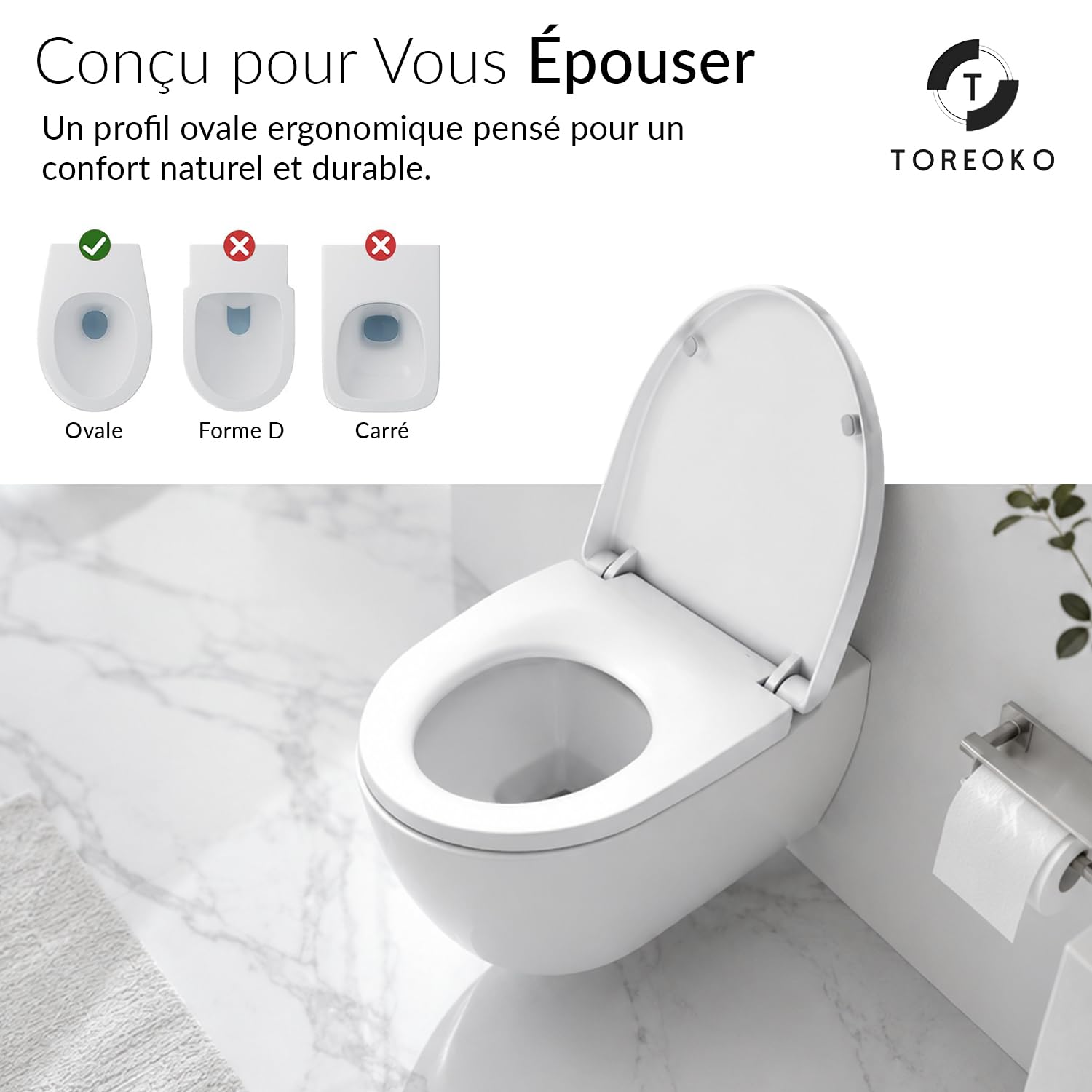 Abattant WC Rond à Fermeture Douce – Blanc – Siège de Toilette avec Fixations Incluses – Facile à Installer – Design Universel – Confort et Hygiène – Pour Salle de Bain Moderne
