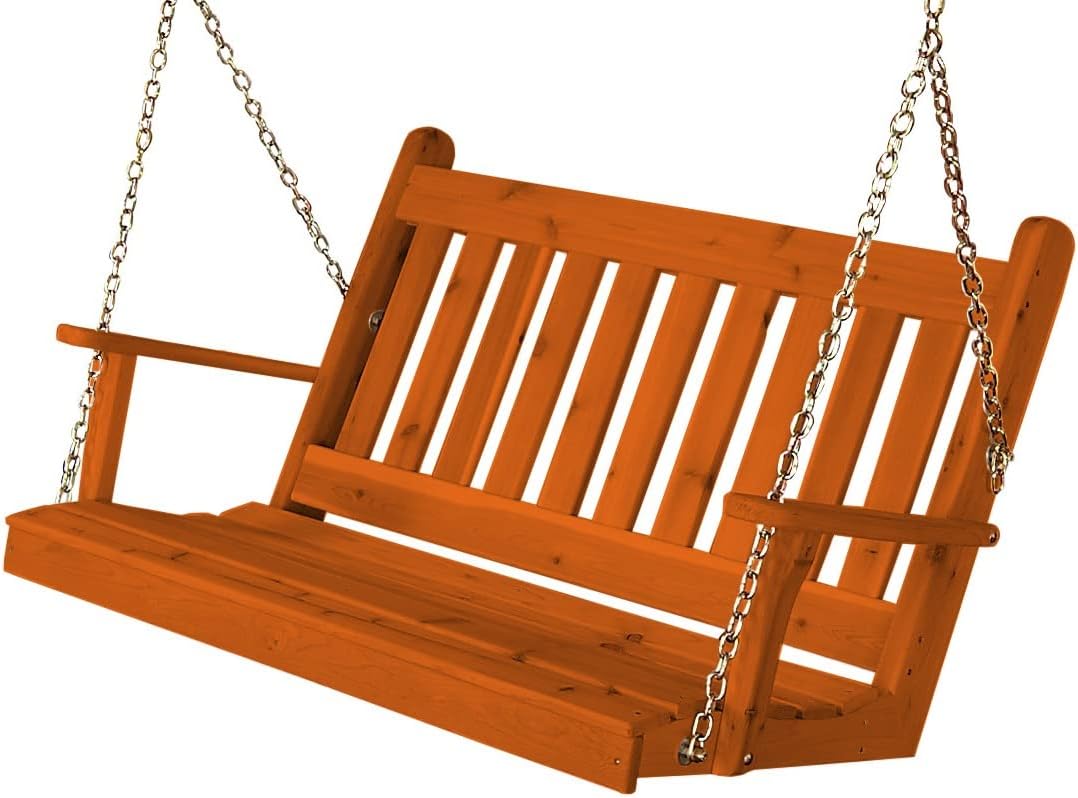Furniture Barn USA - Porch Swing, Traditional English -Cedar 4ft- Cedar Stain