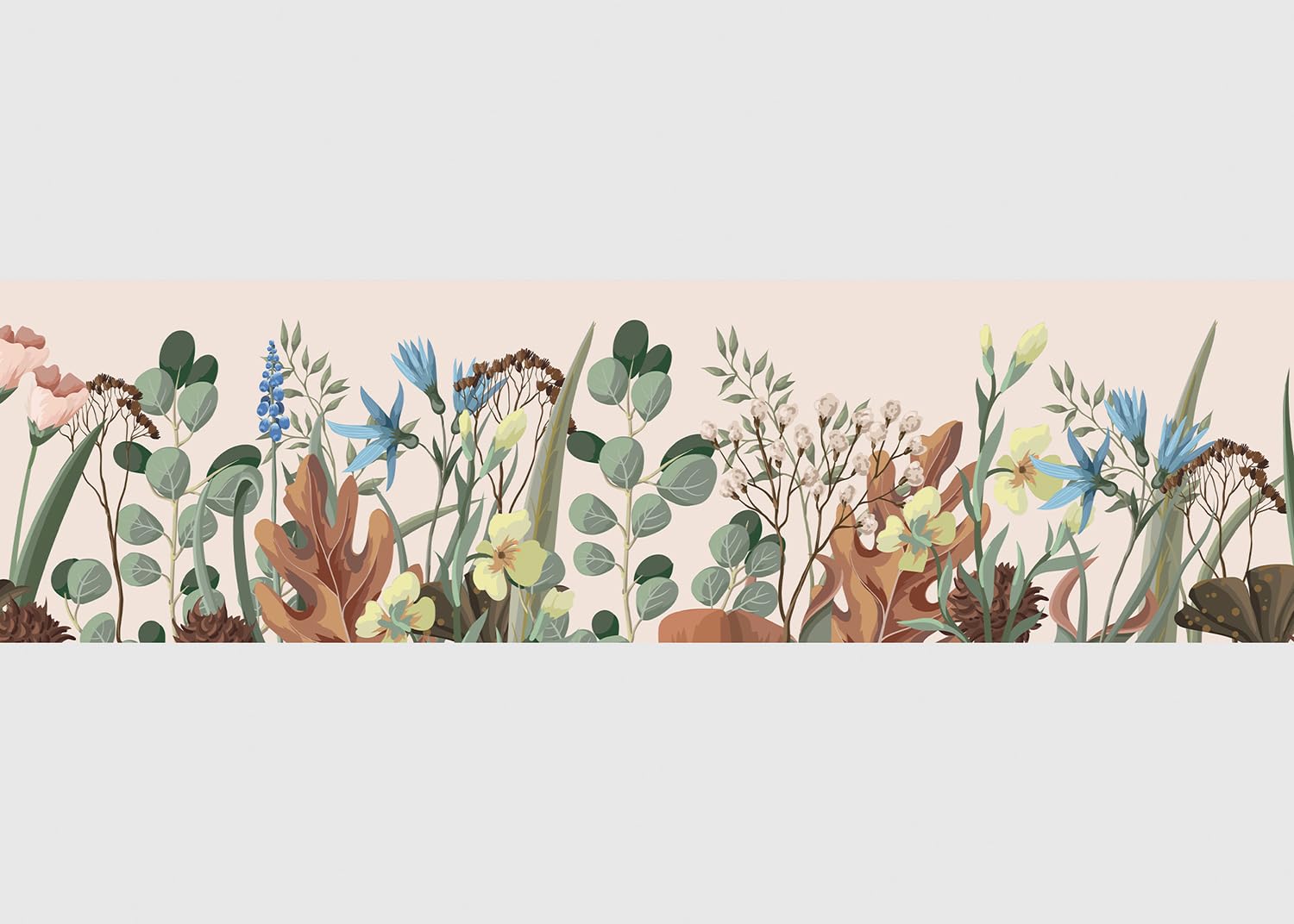 AG Design Selbstklebende Bordüre Blumen, AWB 8256 | Wasserfest Dekoration für Wände, Möbel, Tapeten, Wandverkleidungen und Türen, Folie, Mehrfarbig | Breite 500 cm x Höhe 13.8 cm