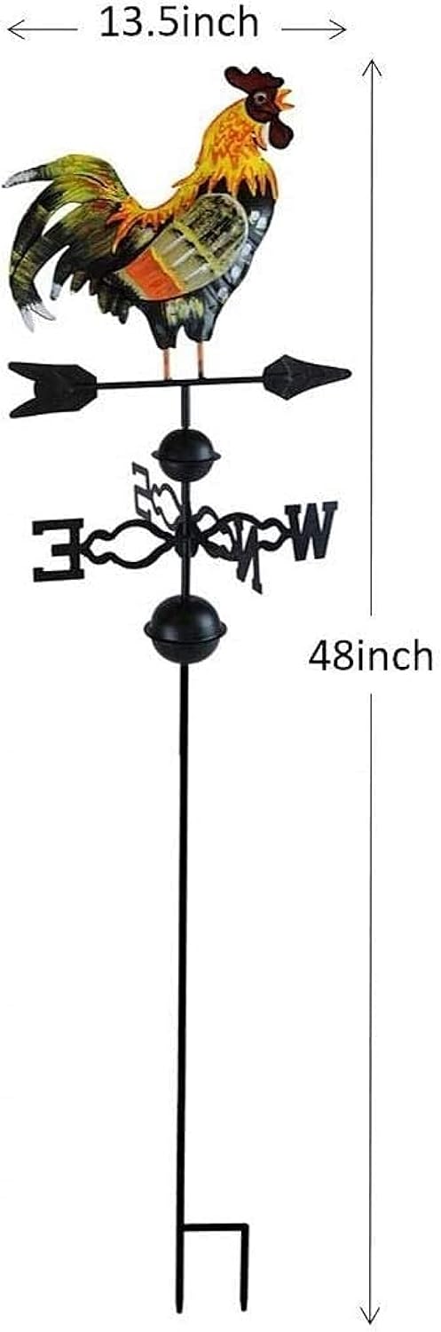 48'' Metal Weather Vane with Rooster Ornament Wind Vane Weather Vain for Roof Weather Vanes Weathervane