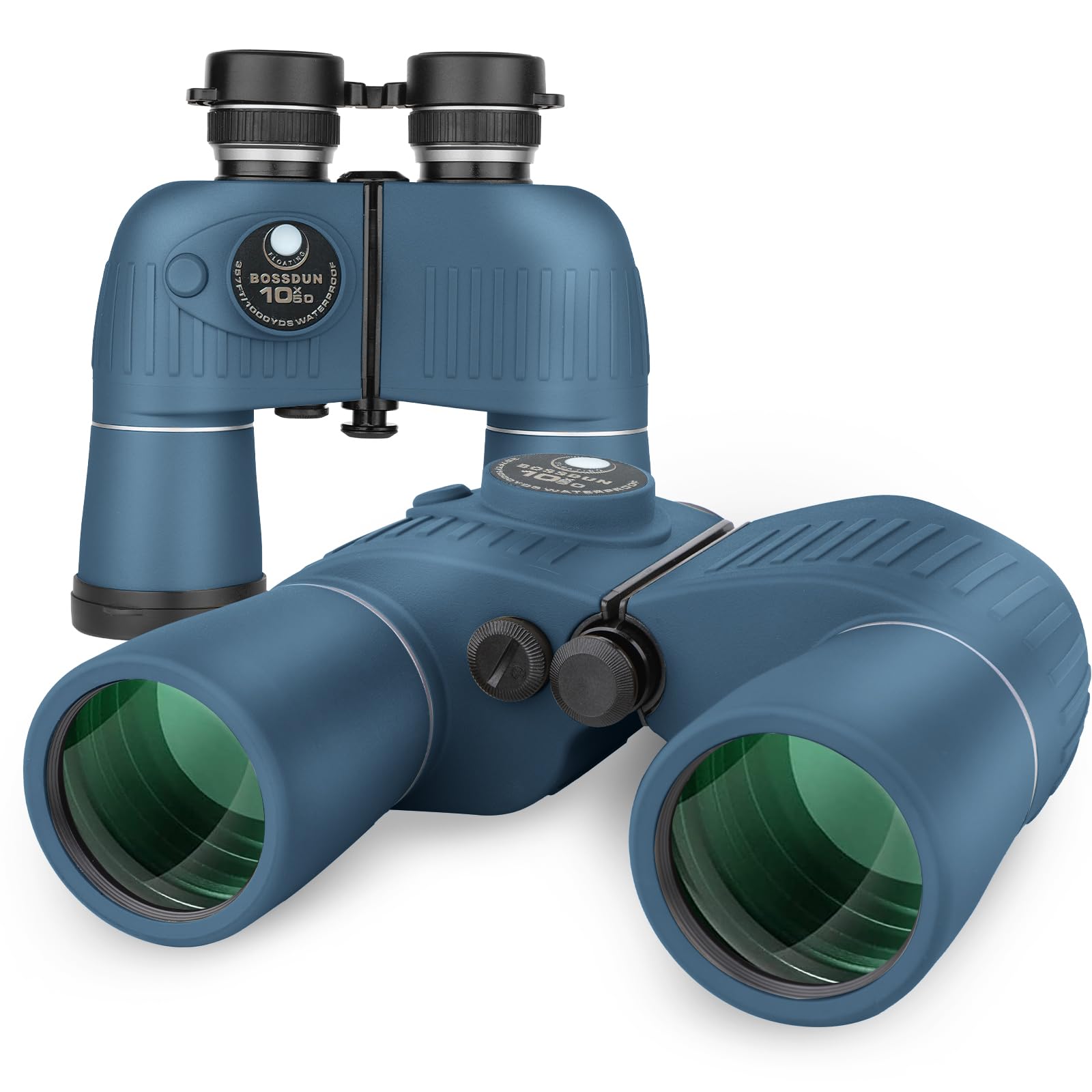 10x50 Marine Fernglas,Fernglas mit Nachtsicht Entfernungsmesser und Kompass, für Wassersport-Enthusiasten und Hobbysegler, inklusive Bereitschaftstasche, Staubschutzkappen und Trageriemen (Blue)