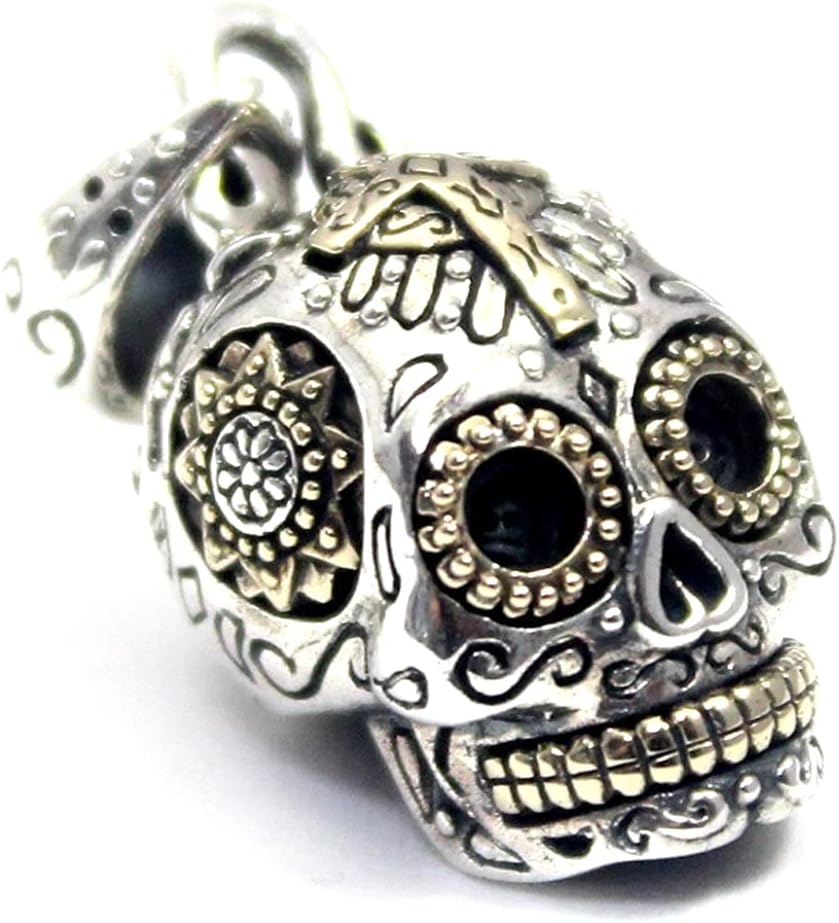 COSUMOSU Mexican Sugar Skull 925 sterling silver Men's Pendant (Cross)