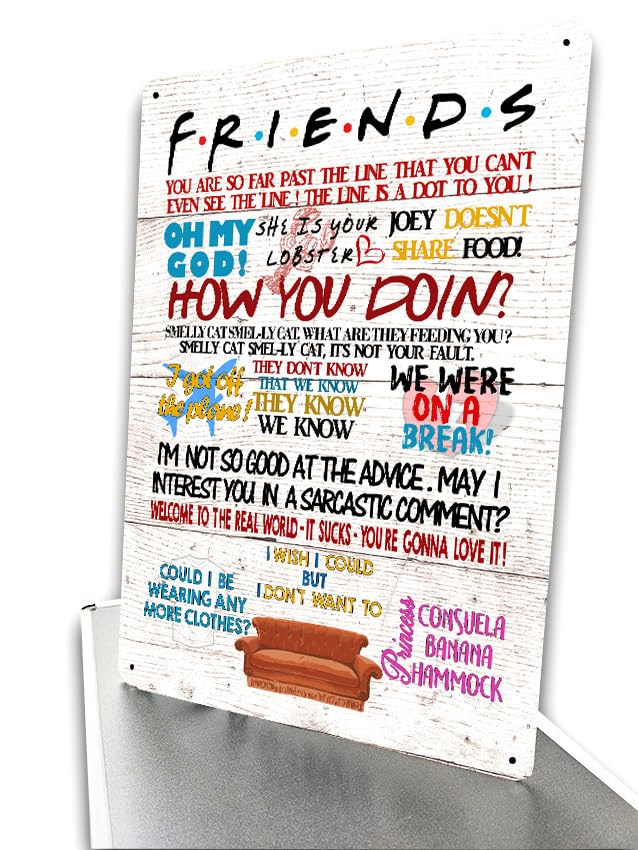 Friends TV Show Quotes Metal Sign, Rustic Wall Mount Decoration, Rectangular, 20 x 30 cm