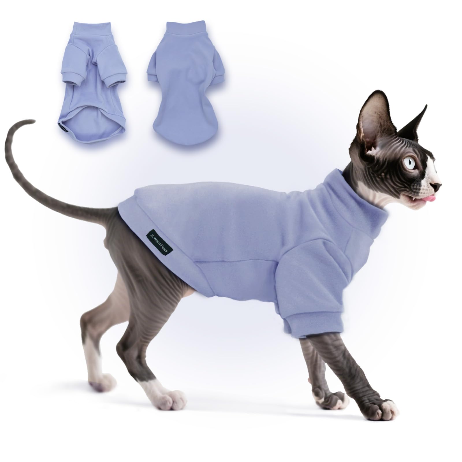 Fleece Sphynx Cat Clothes Soft Hairless Cat Clothes Pullover Cat Sweater for Chihuahua All Season Light and Warm Kitten Cloth for Cats Only Puppy