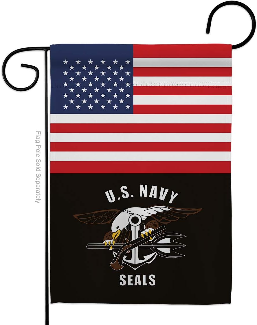 Navy US Seals Garden Flag Armed Forces USN Seabee United State American Military Veteran Retire Official Small Decorative Gift Yard House Banner Double-Sided Made In USA 13 X 18.5