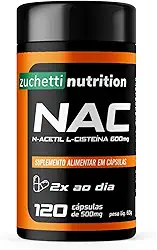 Nac 600mg n-acetil l-cisteína 120 cápsulas Zuchetti nutrition Suplemento capsula
