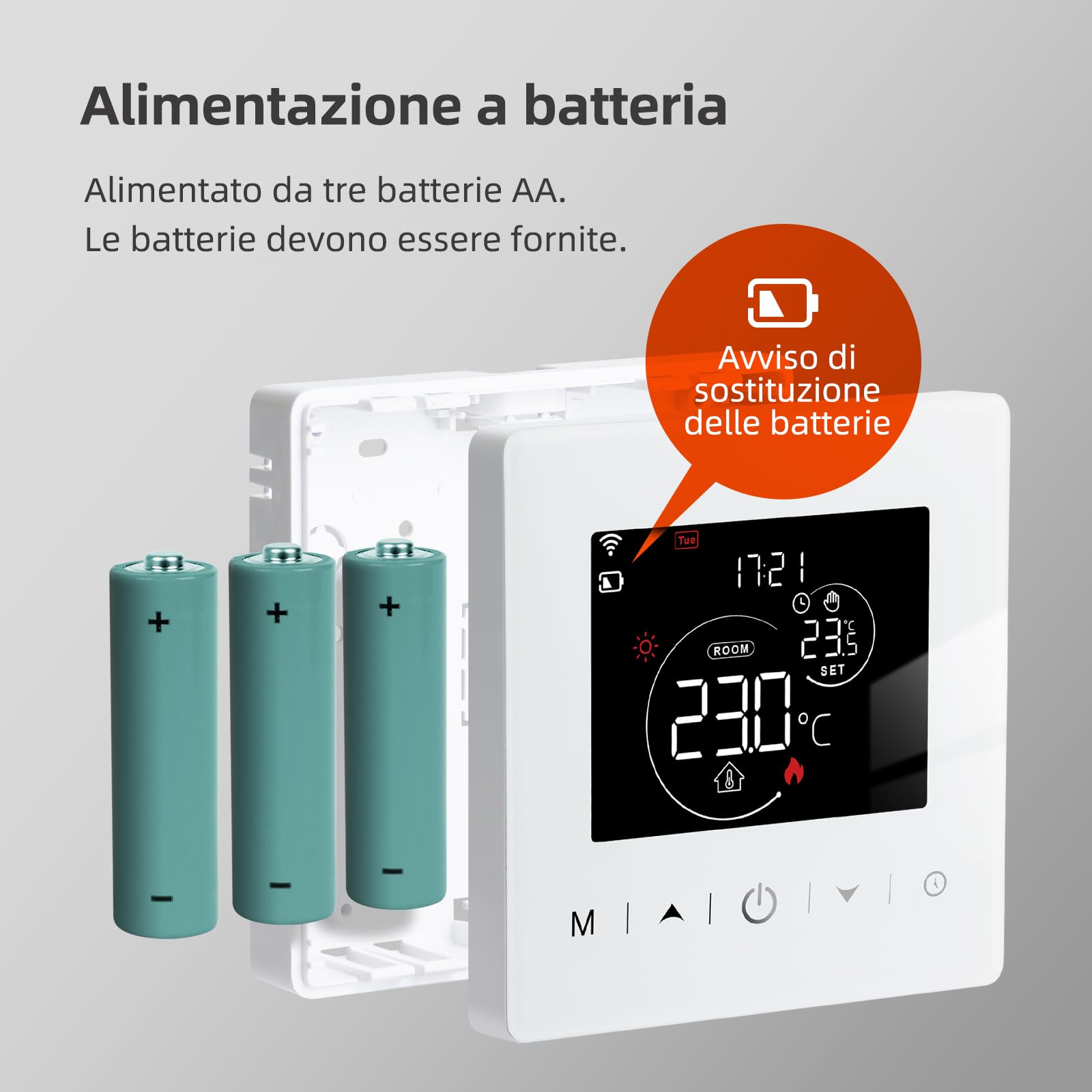 Termostato wifi a batteria, 2 fili per caldaie a gas.cronotermostato programmabile settimanalmente controllabile a distanza dal TUYA o Smart life.Termostato compatibile con Google Assistant e Alxea
