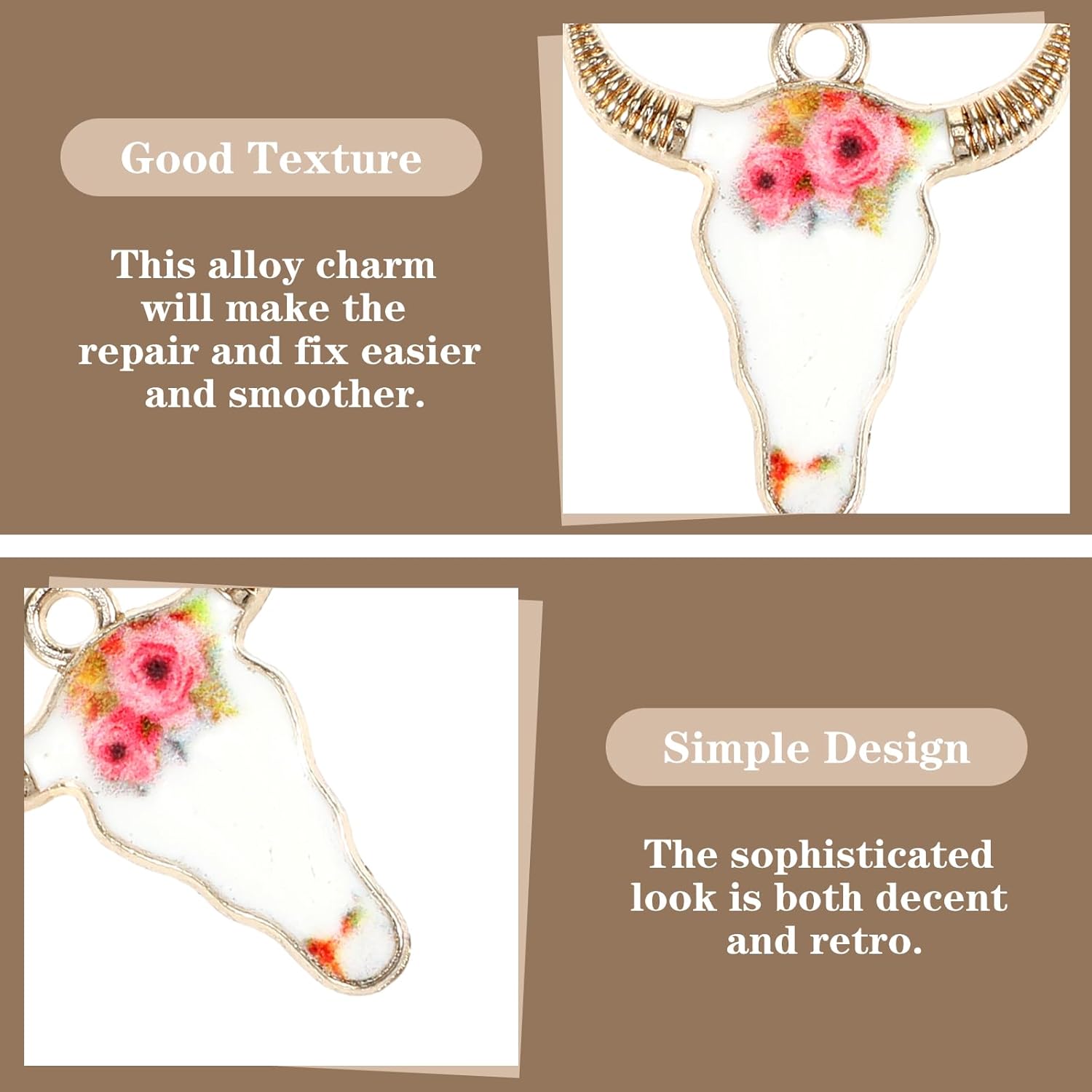 25Pcs Cow Head Enamel Charms for Jewelry Making Small Metal Animals Charms for Earring Necklace Bracelet Making Flower Cattle Pendant for DIY Craft Supplies - Image 3