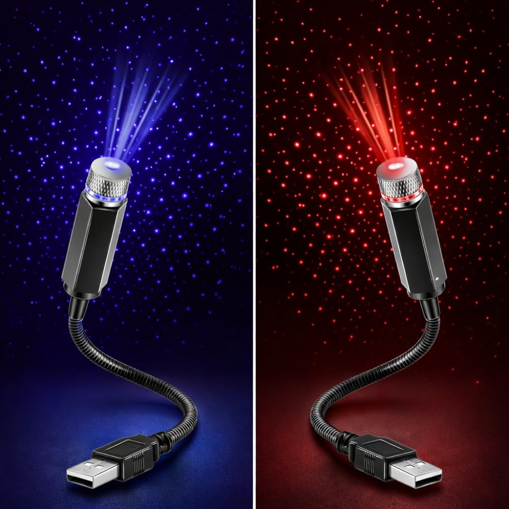 Storejacks Interior Car and Room Roof Star Laser Light with LED Starry Galaxy Projection, USB Powered Ambient Atmosphere Projector for Home Decoration, Bedroom, Car Interior Mood Lighting-image-48
