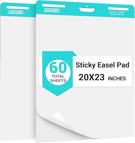 Almohadilla de caballete pegajoso, 20 x 23 pulgadas, papel de gráfico giratorio, papel adhesivo para profesores, papel de caballete autoadhesivo,