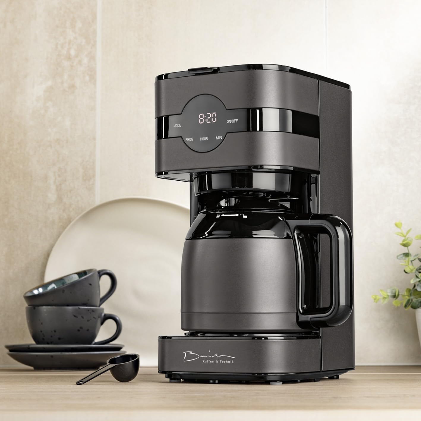 Barista Cafetière filtre Touch Iso | Cafetière avec carafe isotherme | Filtre avec écran digital & minuterie | 900W | pour 8 tasses | Verseuse 1,25 litre