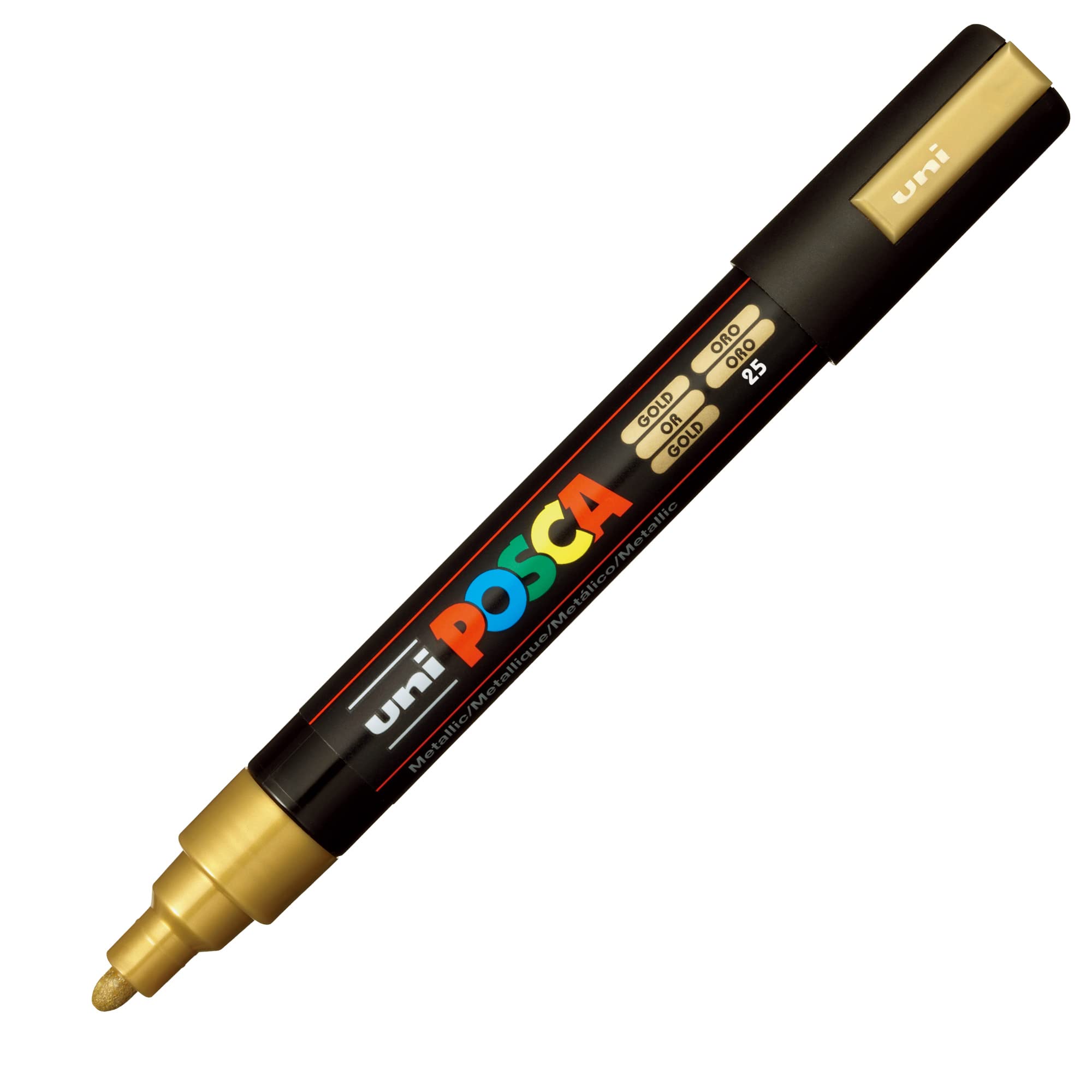 UNI-​BALL POSCA Marcador permanente PC-​5M punta da 1,​8-​2,​5 mm. Tinta pigmentada Oro 176446000