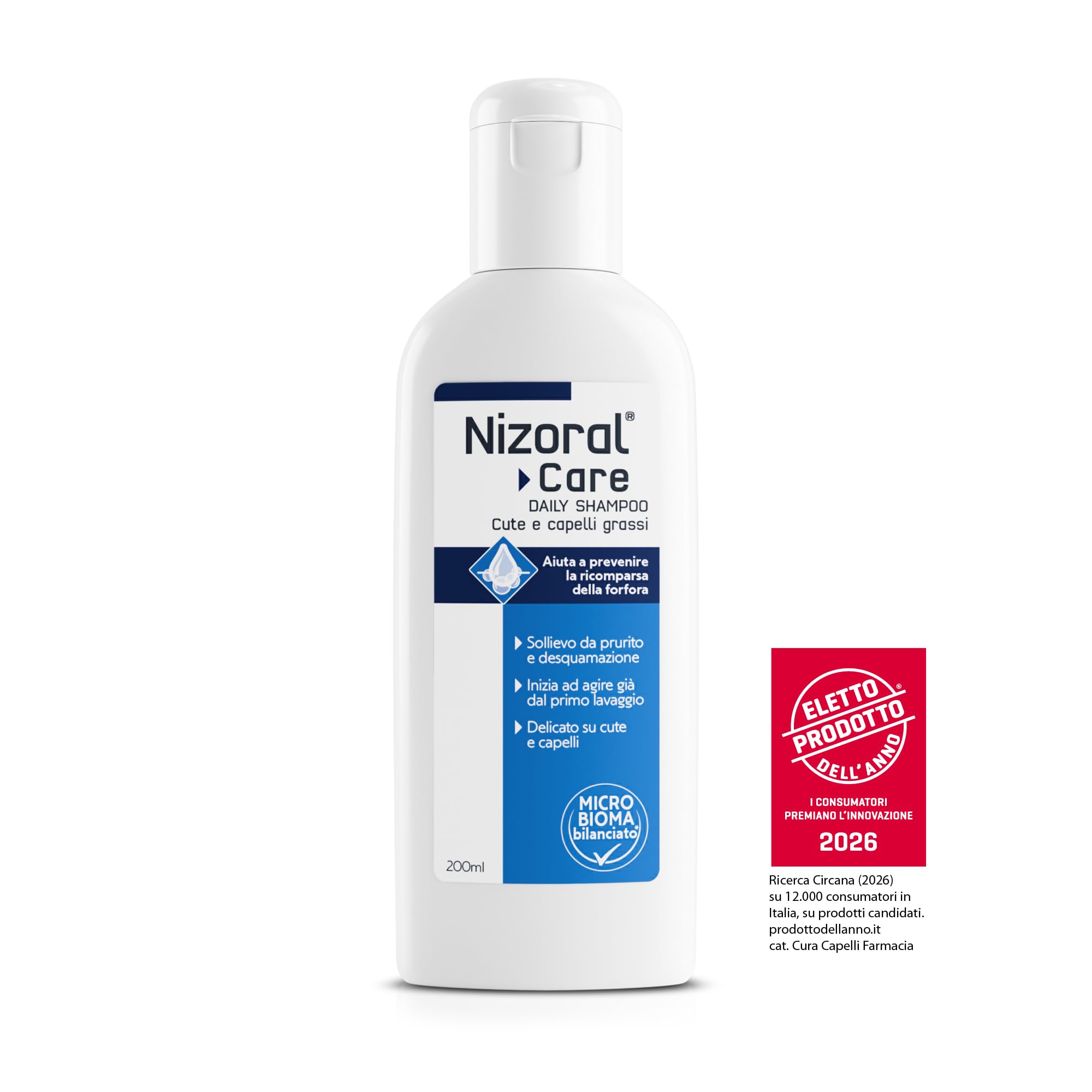 EG Nizoral Care Shampoo Cute e Capelli Grassi | Protezione Continua da Forfora e Prurito | Azione 3 in 1 Clinicamente Testata| 200 ml