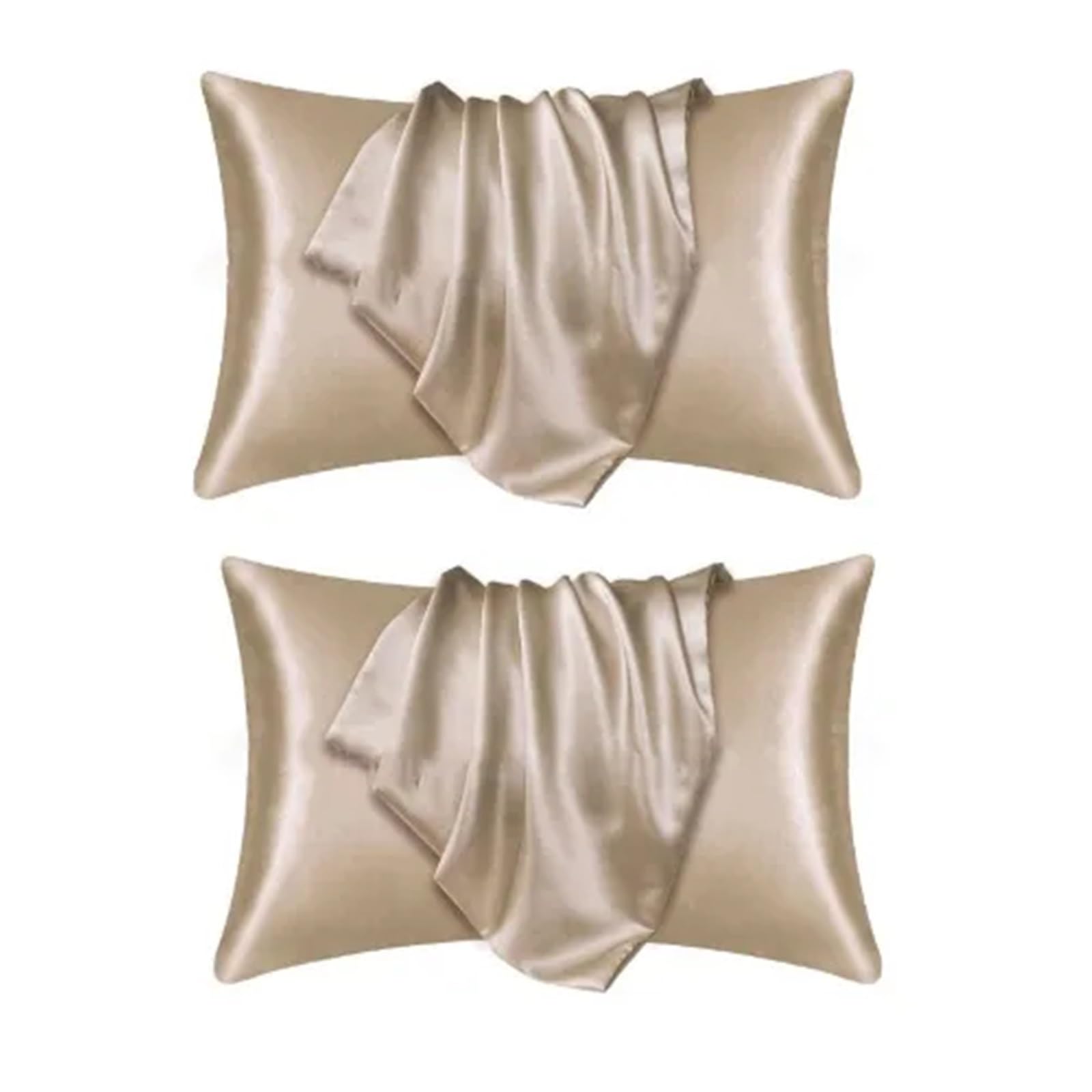 Mulberrys Silk Pillowcase | Anti-Frizz Hair Care Skin Protections | Soft And Comfortable(Champagne-2pcs,51cmx76cm)