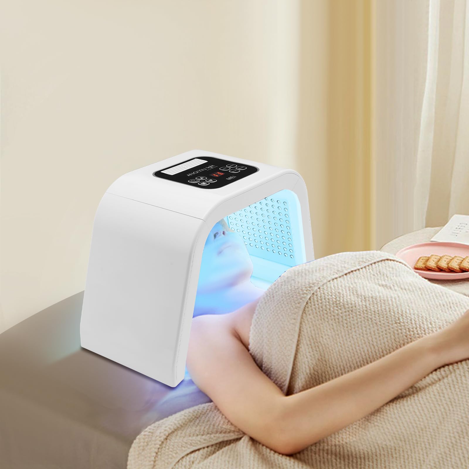 Lámpara de belleza LED de 7 colores para terapia de luz, máscara facial, dispositivo para el cuidado de la piel, mejora las arrugas, reafirma la piel, herramientas de terapia de fotones