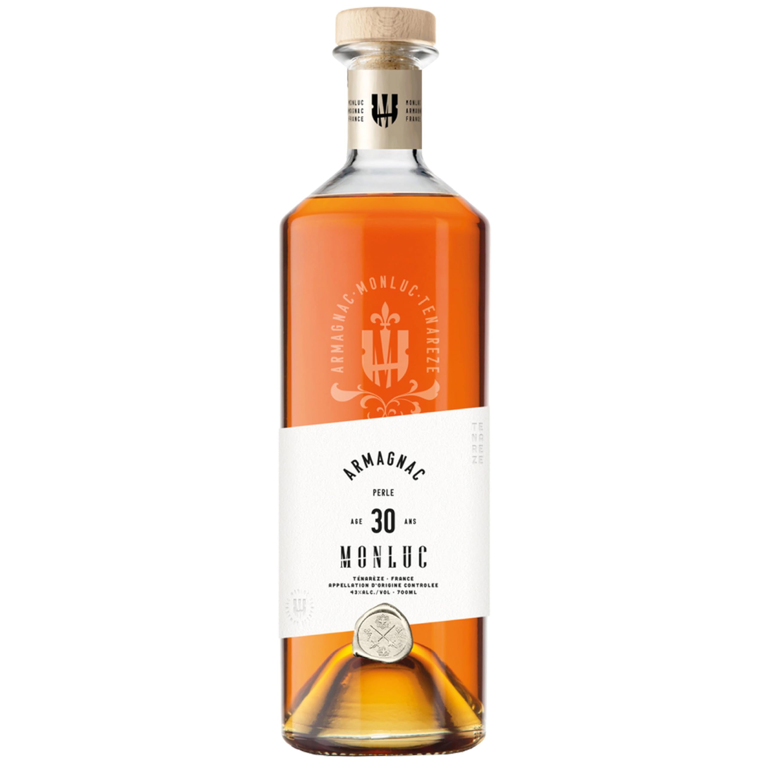 Monluc Armagnac Pearl Anniversary 30-Year-Old – Rare Grand Cru Blend Aged in French Oak – Dried Fruit & Cedar Complexity – 43% ABV