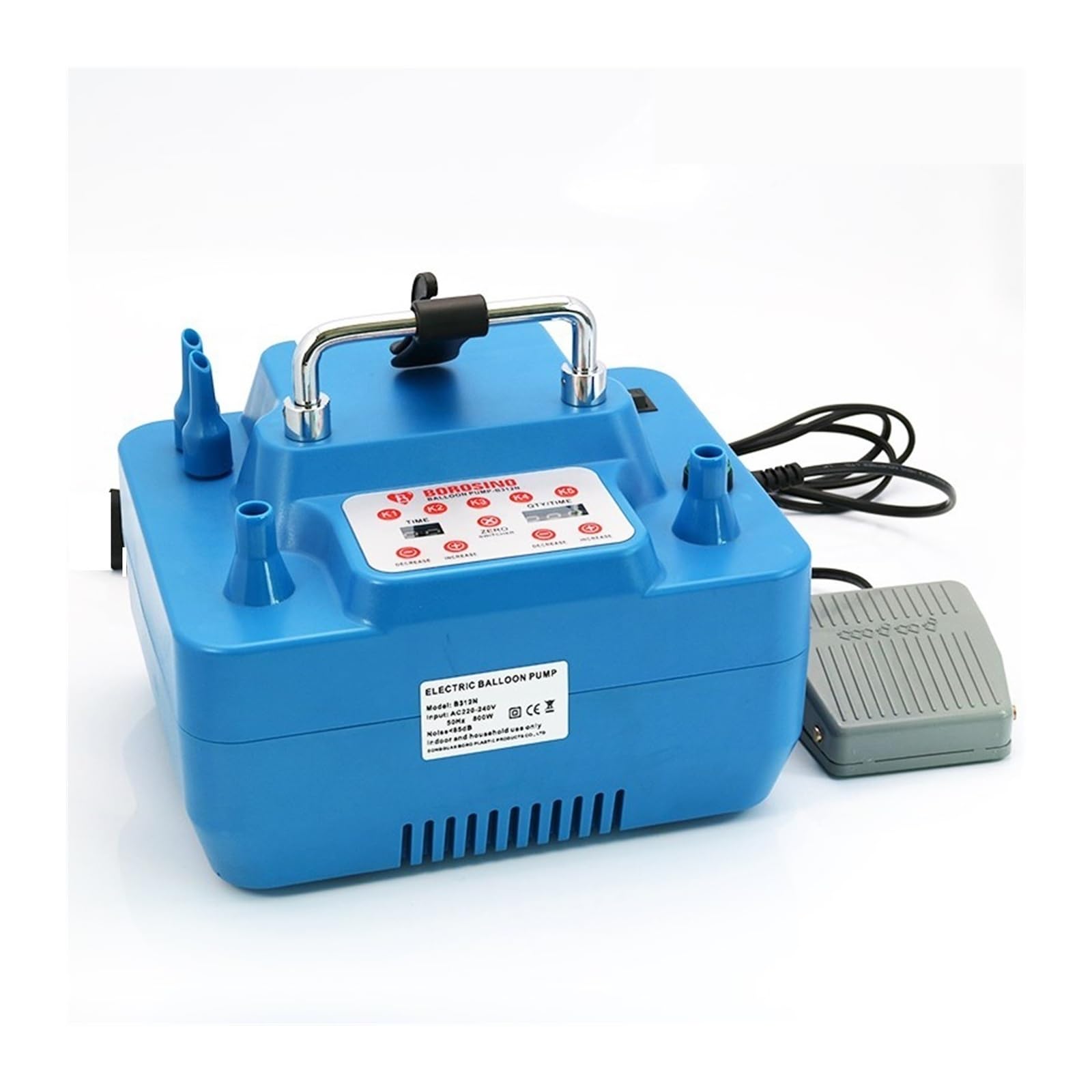 Electric Balloon Pump 1000W with Timer Dual Holes Professional Inflator with Memory Function Foot Switch for DIY Use