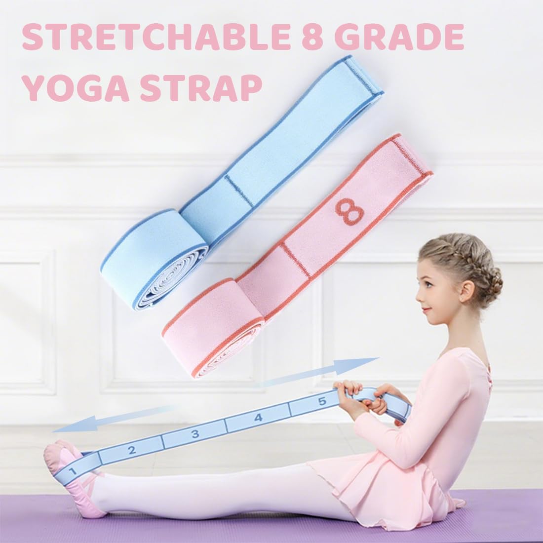 2 Pcs Ginnastica artistica, Elastico ginnastica artistica, Gymnastics Stretch Band, elastico danza yoga stretching band per allenatore in allenamento di ginnastica, yoga, latino, Rosa + Blu