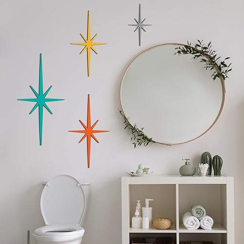 Miniatura 5 de Blulu 4 piezas de hierro fundido con forma de estrella de metal de mediados de siglo, decoración moderna retro con estrellas atómicas, decoración de