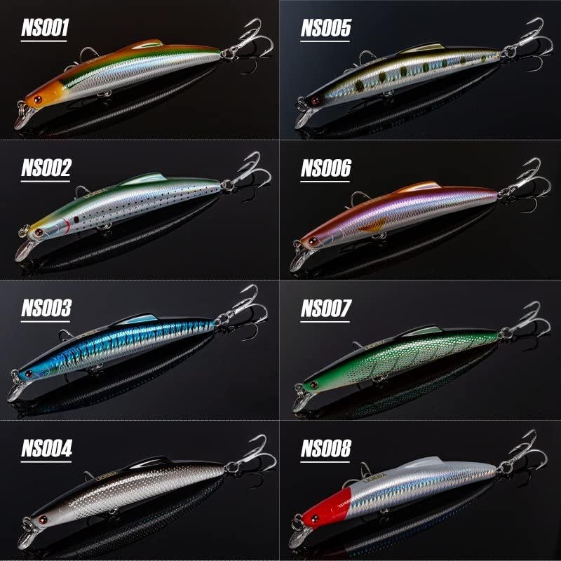Esche da Pesca in Mare 35g 60g Affondamento Minnow Big Saltwater Hard Bait 9067 (Color : NS008, Size : 140mm)