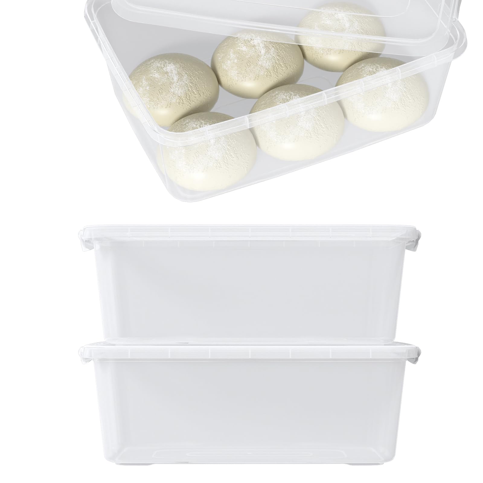 Scatole rettangolari per pizza con coperchio, in plastica trasparente, da 16 l, per verdure e frutta, 2 pezzi