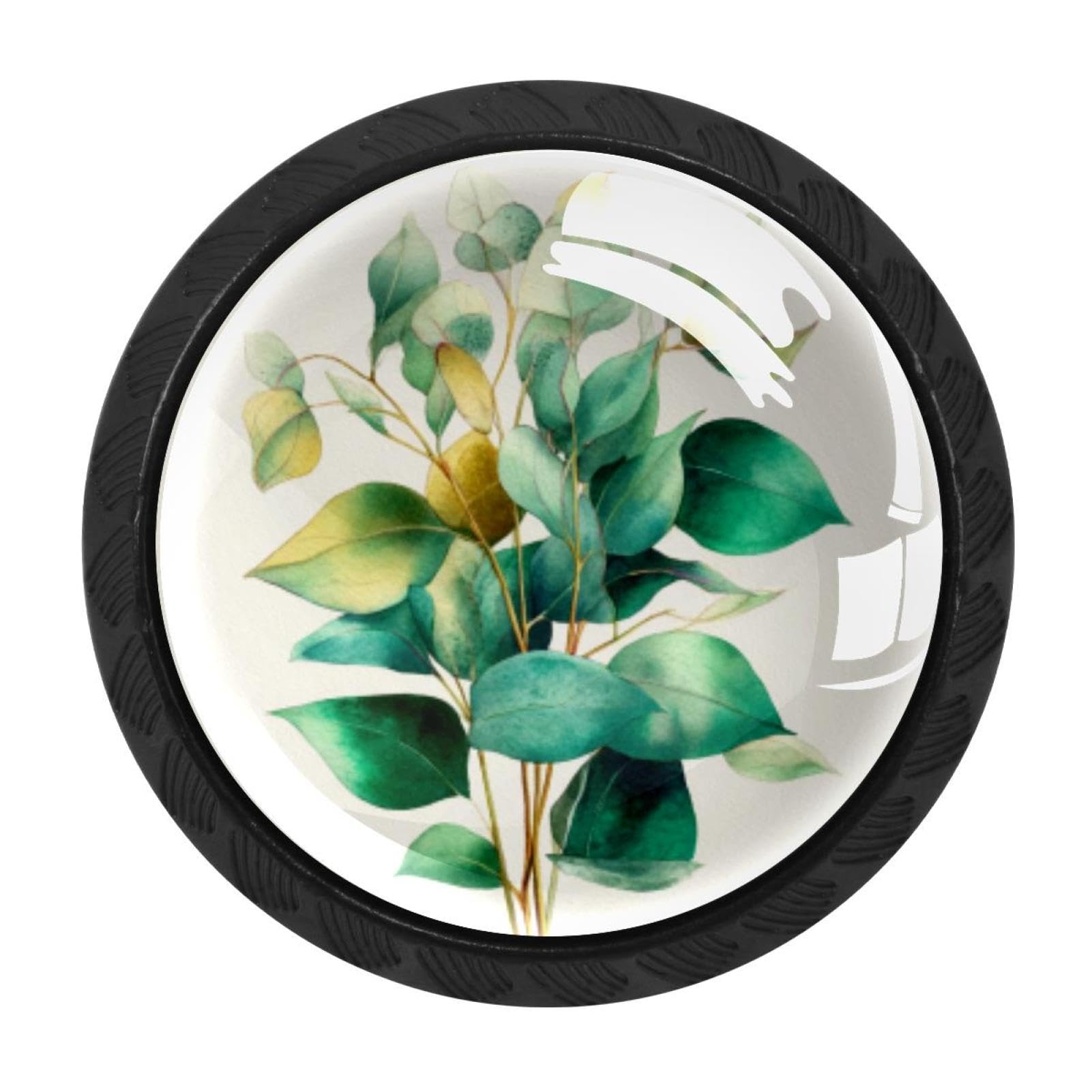 CHENZZZZ 4 Pieces Kitchen Cabinet Knobs Eucalyptus Leaves Drawer Knobs Dresser Knobs Drawer Pulls Door Knobs Dresser Drawer Handles Knobs for Dresser Drawers