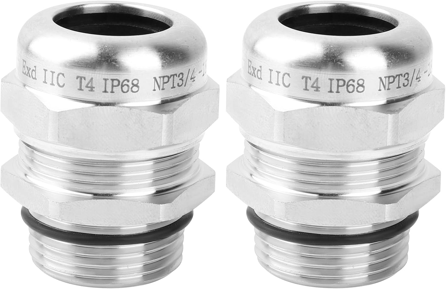 QCG 3/4" NPT Stainless Steel Cable Gland Waterproof IP68, 2 Pcs | Heavy-Duty Strain Relief Cord Grip Connectors with Gasket, Adjustable for 13-18mm Cable Diameter
