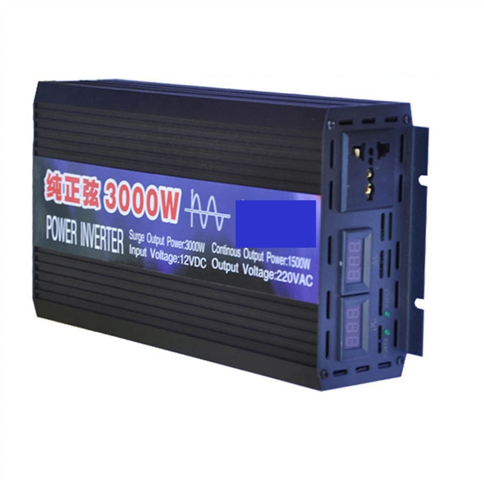 Inversor, Inversor de onda sinusoidal pura 4000W 6000W 8000W Inversor de energía solar for automóvil con pantalla LED DC 12V 24V a AC 110 220 Convertidor de voltaje(5000W,12V)