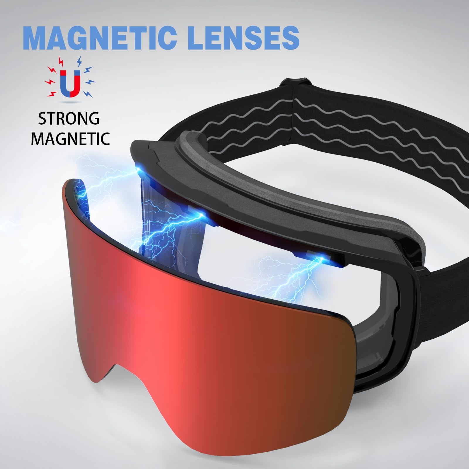 Gogle narciarskie dla mężczyzn i kobiet, YH212, magnetyczne okulary snowboardowe, ochrona przed zaparowaniem, OTG, ochrona przed promieniowaniem UV, gogle narciarskie do sportów zimowych