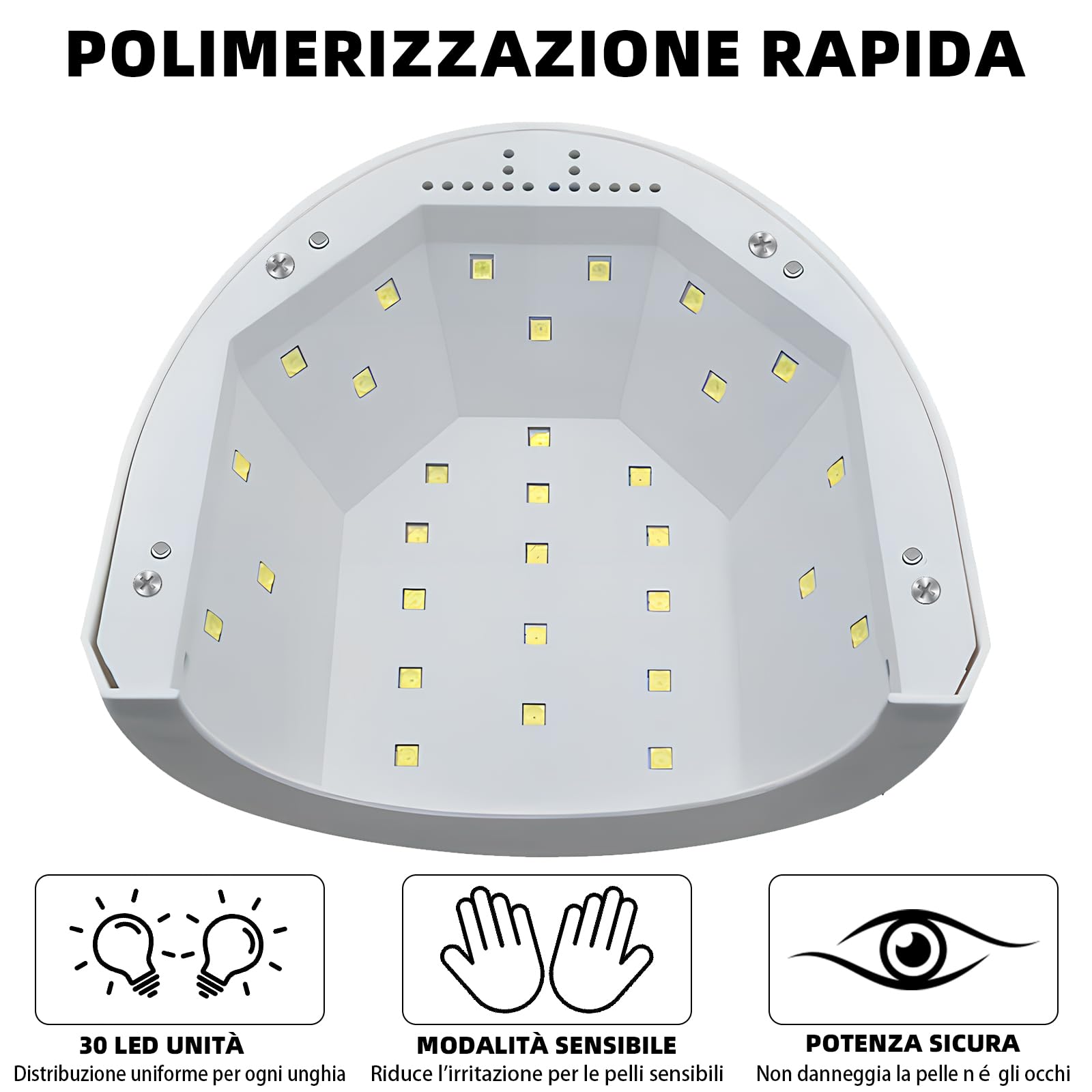 VOLTIX Lampada Unghie UV LED Professionale 48W – Fornetto Unghie Semipermanente con Sensore Automatico e Timer 3 Modalità – Lampada UV LED Unghie Professionale per Gel, Smalto e Ricostruzione